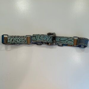 New Leatherock Suede and Leather Studded Blue Leather Belt. Size L36.